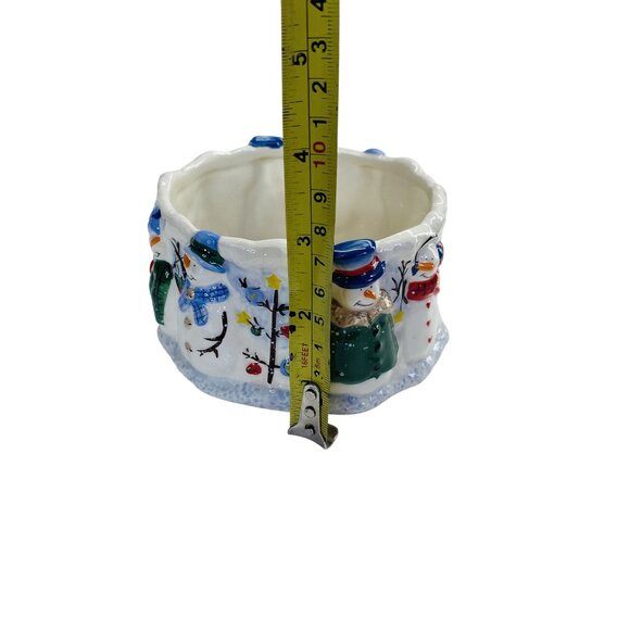 St. Nicholas Square Button Up Snowman-Themed Ceramic Bowl & Spreader Serving Set - Picture 6 of 8